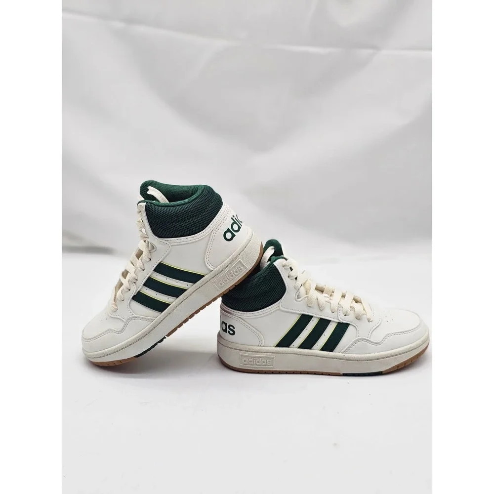 Adidas Hoops 3.0 Mid Sneakers Kids 13K White Green Mid Top Basketball